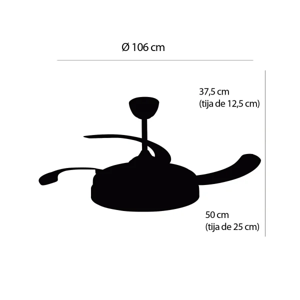 VENTILADOR DE TETO LED 48W REGULÁVEL 4 PÁS RETRÁTEIS NASHVILLE