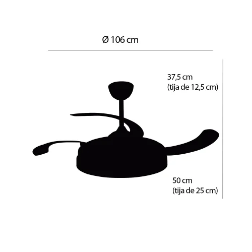 VENTILADOR DE TETO LED 48W REGULÁVEL 4 PÁS RETRÁTEIS NASHVILLE