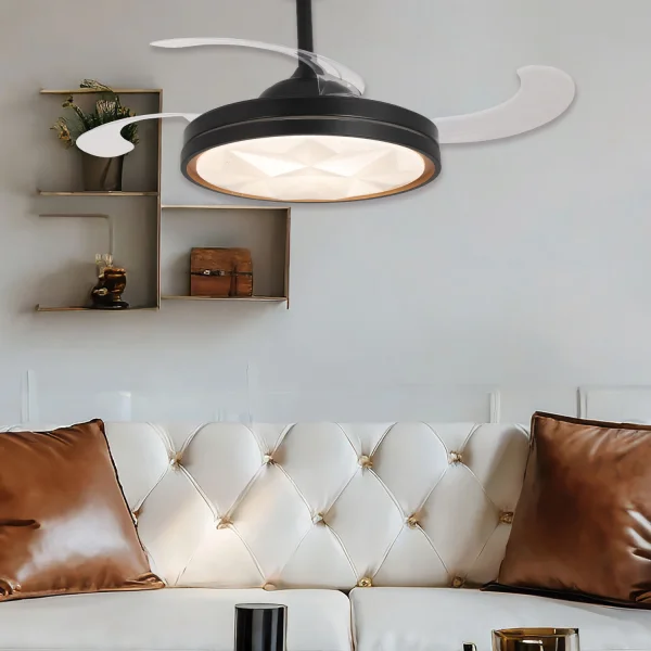 VENTILADOR DE TETO LED 38W REGULÁVEL 4 PÁS PLEGÁVEIS WELLINGTON