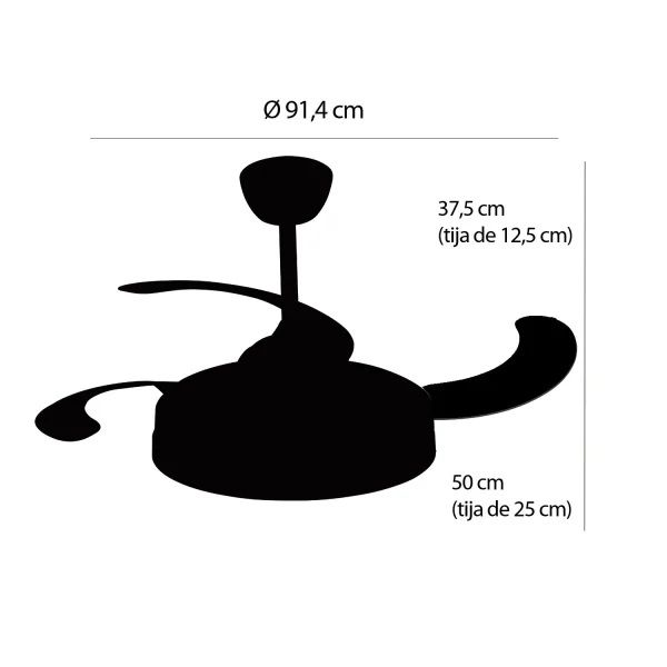 VENTILADOR DE TETO LED 38W REGULÁVEL 4 PÁS PLEGÁVEIS WELLINGTON