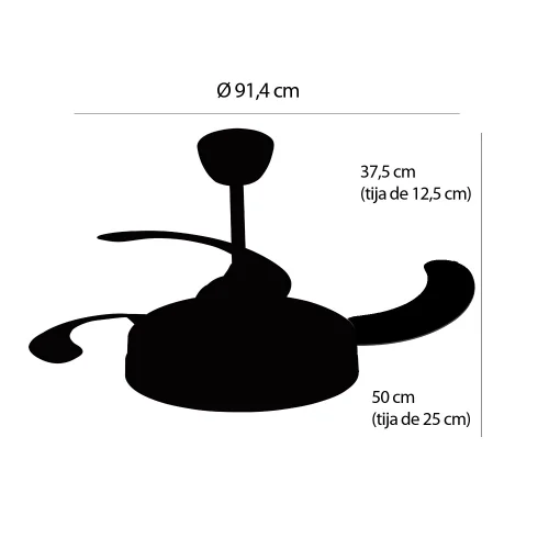 VENTILADOR DE TETO LED 38W REGULÁVEL 4 PÁS PLEGÁVEIS WELLINGTON