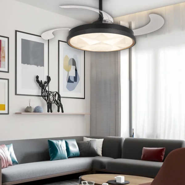 VENTILADOR DE TETO LED 48W REGULÁVEL 4 PÁS RETRÁTEIS WELLINGTON