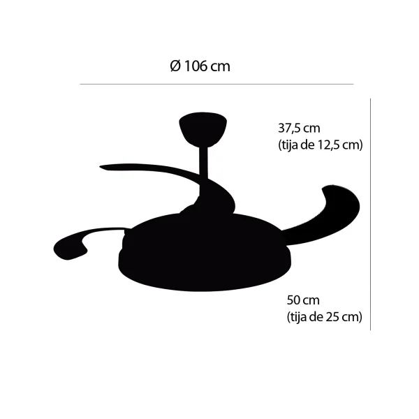 VENTILADOR DE TETO LED 48W REGULÁVEL 4 PÁS RETRÁTEIS WELLINGTON