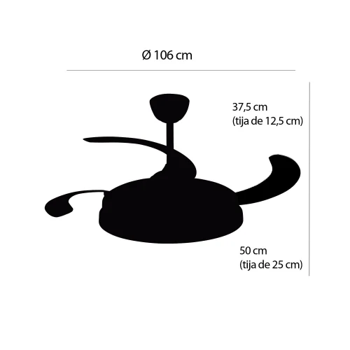 VENTILADOR DE TETO LED 48W REGULÁVEL 4 PÁS RETRÁTEIS WELLINGTON