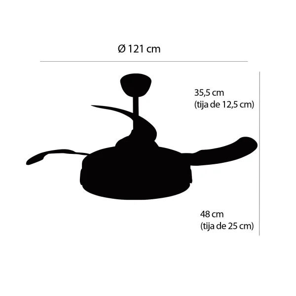 VENTILADOR DE TETO LED 35W REGULÁVEL 4 PÁS RETRÁTEIS CHARLESTON