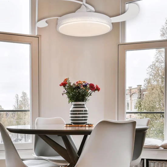 VENTILADOR DE TETO LED 48W REGULÁVEL 4 PÁS RETRÁTEIS PRAGA 2