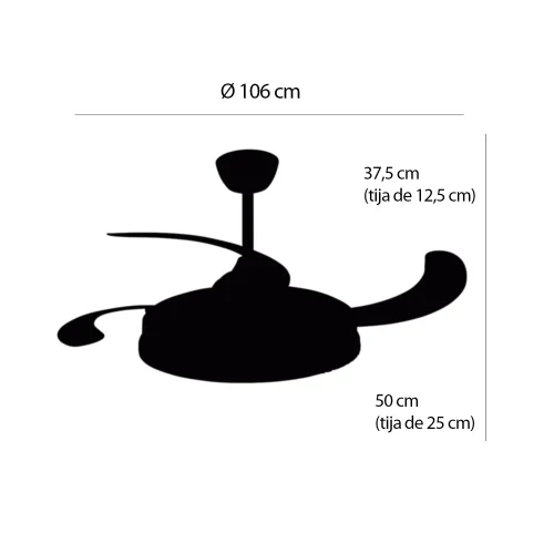 VENTILADOR DE TETO LED 48W REGULÁVEL 4 PÁS RETRÁTEIS PRAGA