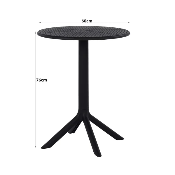 MESA DE JARDIM POLIPROPILENO PRETO Ø60 CM KORA