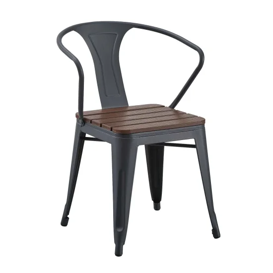 CADEIRA DE JARDIM EM METAL COM EFEITO DE MADEIRA INEZ