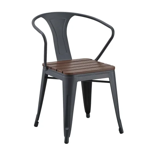 CADEIRA DE JARDIM EM METAL COM EFEITO DE MADEIRA INEZ