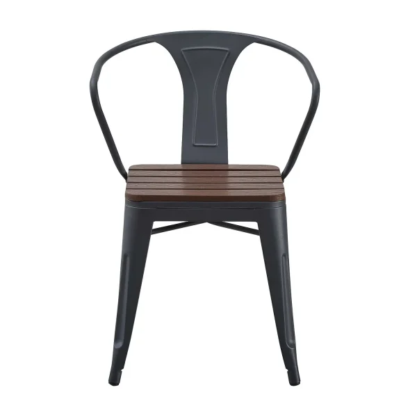 CADEIRA DE JARDIM EM METAL COM EFEITO DE MADEIRA INEZ