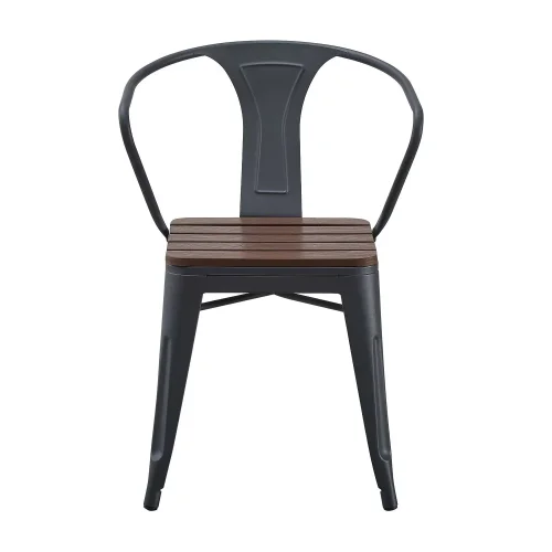 CADEIRA DE JARDIM EM METAL COM EFEITO DE MADEIRA INEZ