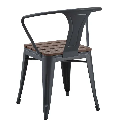 CADEIRA DE JARDIM EM METAL COM EFEITO DE MADEIRA INEZ