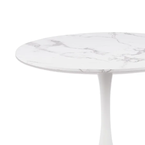 MESA DE JANTAR REDONDA EM MÁRMORE BRANCO Ø90 CM SAN ANTONI 2