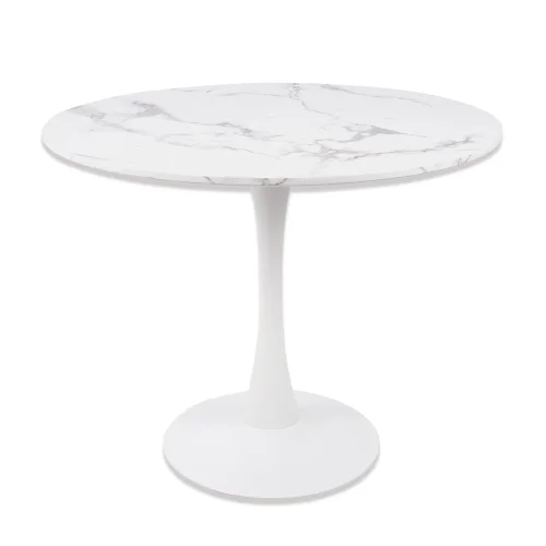 MESA DE JANTAR REDONDA EM MÁRMORE BRANCO Ø90 CM SAN ANTONI
