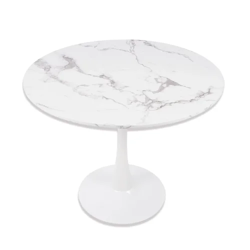 MESA DE JANTAR REDONDA EM MÁRMORE BRANCO Ø90 CM SAN ANTONI