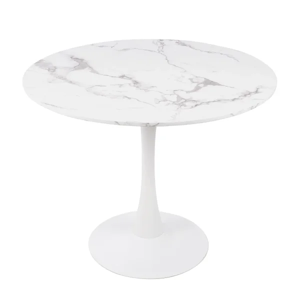 MESA DE JANTAR REDONDA EM MÁRMORE BRANCO Ø90 CM SAN ANTONI