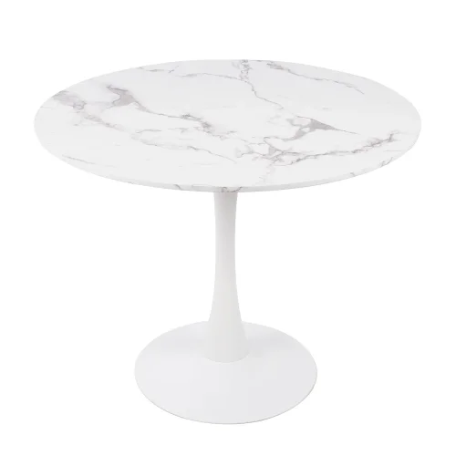 MESA DE JANTAR REDONDA EM MÁRMORE BRANCO Ø90 CM SAN ANTONI