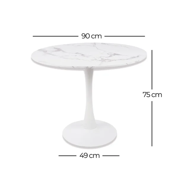MESA DE JANTAR REDONDA EM MÁRMORE BRANCO Ø90 CM SAN ANTONI