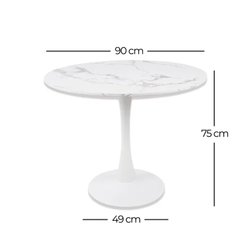MESA DE JANTAR REDONDA EM MÁRMORE BRANCO Ø90 CM SAN ANTONI