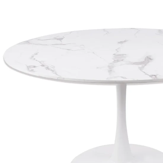 MESA DE JANTAR REDONDA EM MÁRMORE BRANCO Ø120 CM SAN ANTONI 2