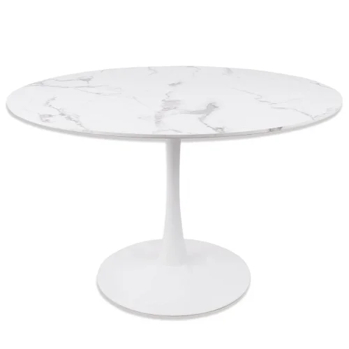 MESA DE JANTAR REDONDA EM MÁRMORE BRANCO Ø120 CM SAN ANTONI