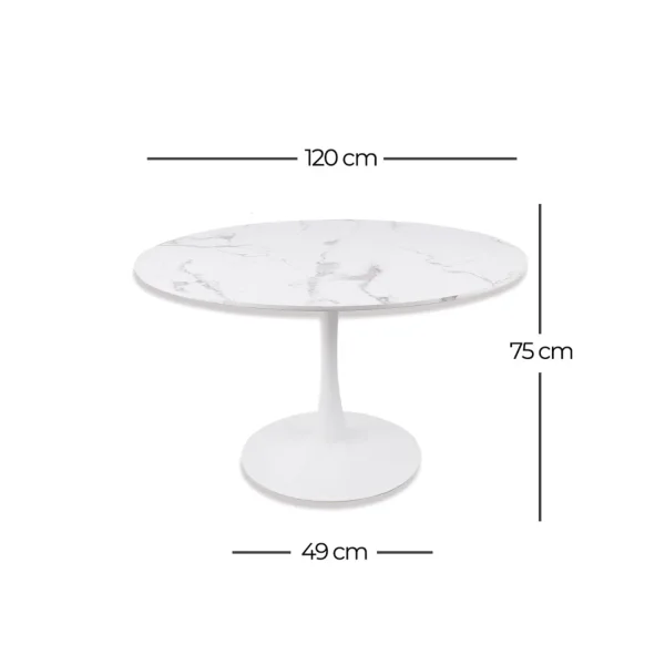 MESA DE JANTAR REDONDA EM MÁRMORE BRANCO Ø120 CM SAN ANTONI