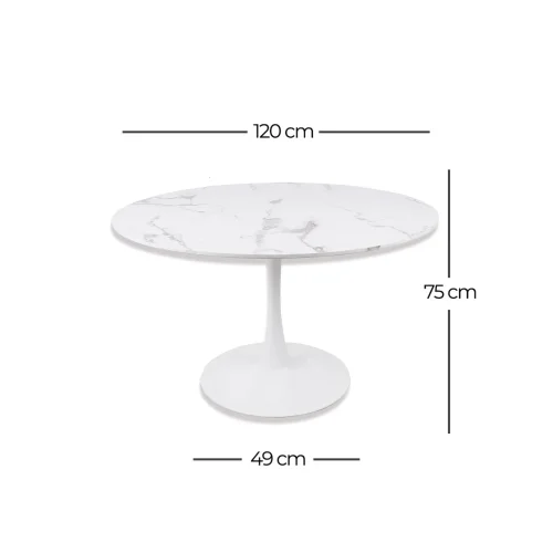 MESA DE JANTAR REDONDA EM MÁRMORE BRANCO Ø120 CM SAN ANTONI