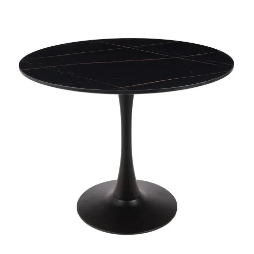MESA DE JANTAR REDONDA EM MÁRMORE PRETO Ø90 CM SAN ANTONI
