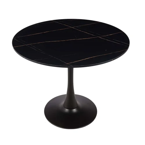 MESA DE JANTAR REDONDA EM MÁRMORE PRETO Ø90 CM SAN ANTONI