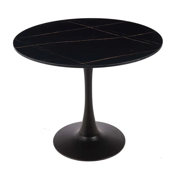 MESA DE JANTAR REDONDA EM MÁRMORE PRETO Ø90 CM SAN ANTONI