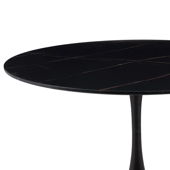 MESA DE JANTAR REDONDA EM MÁRMORE PRETO Ø120 CM SAN ANTONI 2