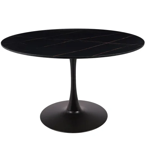 MESA DE JANTAR REDONDA EM MÁRMORE PRETO Ø120 CM SAN ANTONI