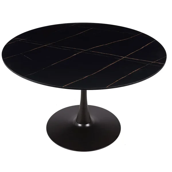 MESA DE JANTAR REDONDA EM MÁRMORE PRETO Ø120 CM SAN ANTONI