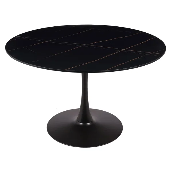 MESA DE JANTAR REDONDA EM MÁRMORE PRETO Ø120 CM SAN ANTONI