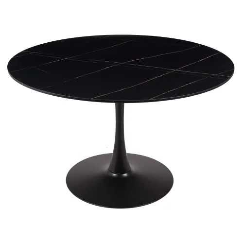 MESA DE JANTAR REDONDA EM MÁRMORE PRETO Ø120 CM SAN ANTONI