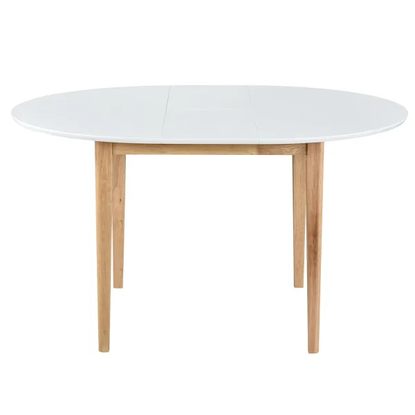 MESA DE JANTAR REDONDA EXTENSÍVEL Ø106 CM BRANCO/MADEIRA LEKA