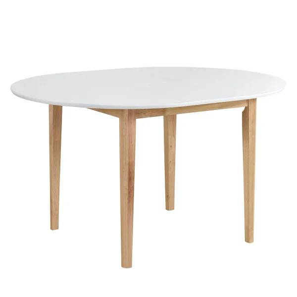 MESA DE JANTAR REDONDA EXTENSÍVEL Ø106 CM BRANCO/MADEIRA LEKA