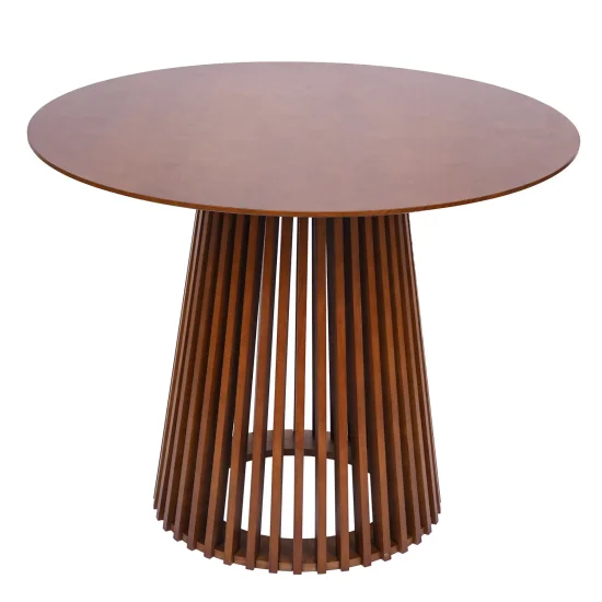 MESA DE JANTAR REDONDA EM MADEIRA NOGUEIRA Ø100 CM NEREA 2