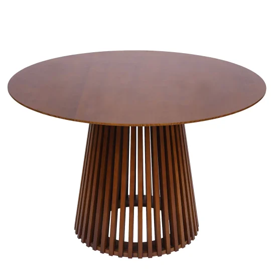 MESA DE JANTAR REDONDA EM MADEIRA NOGAL Ø120 CM NEREA 2