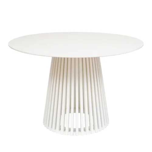 MESA DE JANTAR REDONDA EM MADEIRA BRANCA Ø120 CM NEREA