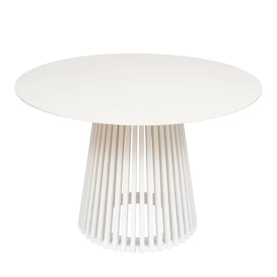 MESA DE JANTAR REDONDA EM MADEIRA BRANCA Ø120 CM NEREA 2