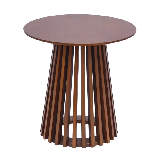 MESA DE CENTRO REDONDA EM MADEIRA NOGAL Ø50 CM NEREA 2