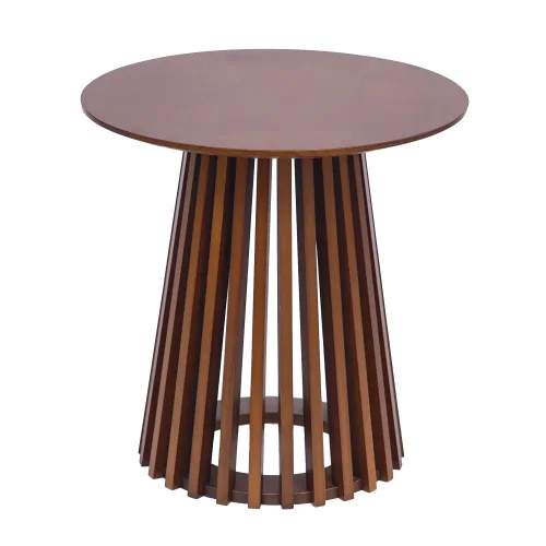 MESA DE CENTRO REDONDA EM MADEIRA NOGAL Ø50 CM NEREA