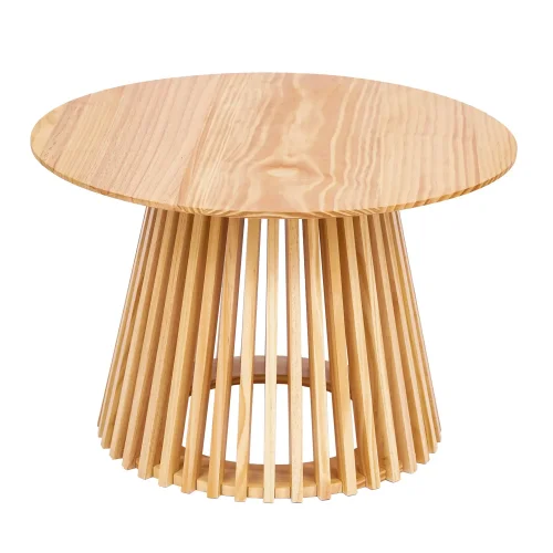 MESA DE CENTRO REDONDA EM MADEIRA NATURAL Ø70 CM NEREA