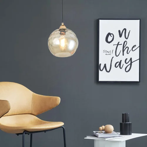 CANDIEIRO DE TETO 1 LUZ TULIPA ÂMBAR NERIUM