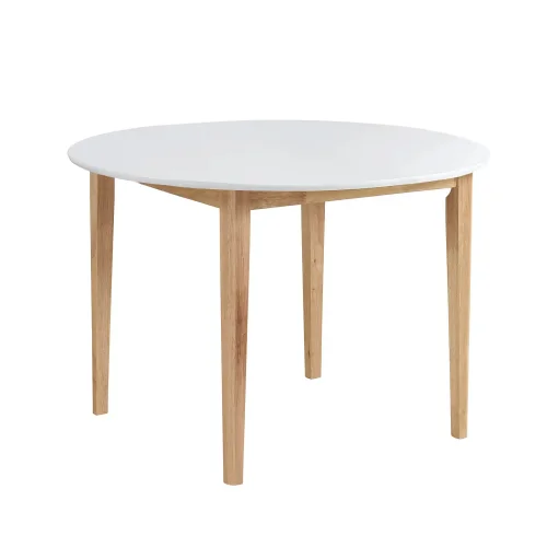 MESA DE JANTAR REDONDA EXTENSÍVEL Ø106 CM BRANCO/MADEIRA LEKA