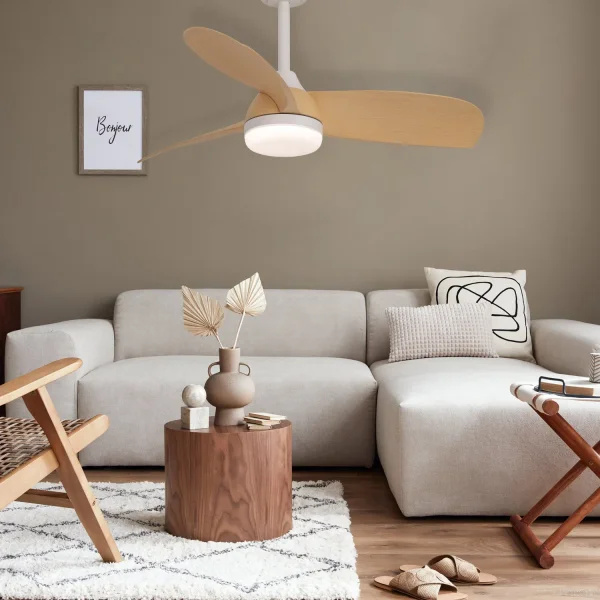 VENTILADOR DE TETO COM LUZ MOTOR DC SIERRA COR MADEIRA CLARA Ø 91,4 CM VENTILADOR DE TETO COM LUZ MOTOR DC SIERRA COR MADEIRA CLARA Ø 91,4 CM