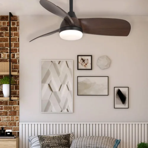 VENTILADOR DE TETO COM LUZ MOTOR DC SIERRA COR NOGUEIRA Ø 91,4 CM VENTILADOR DE TETO COM LUZ MOTOR DC SIERRA COR NOGUEIRA Ø 91,4 CM