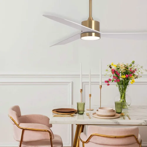 VENTILADOR DE TETO COM LUZ MOTOR DC BELICE BRANCO/OURO Ø 135,2 CM